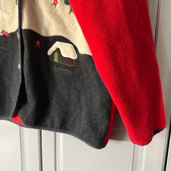 Gira Puccino Vintage Cottagecore‎ Embroidered Italian Wool Jacket, Red Gray,L/XL - Picture 5 of 10